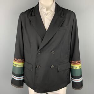 LINDER Size 40 Black Wool / Polyester Peak Lapel Double Breasted Jacket